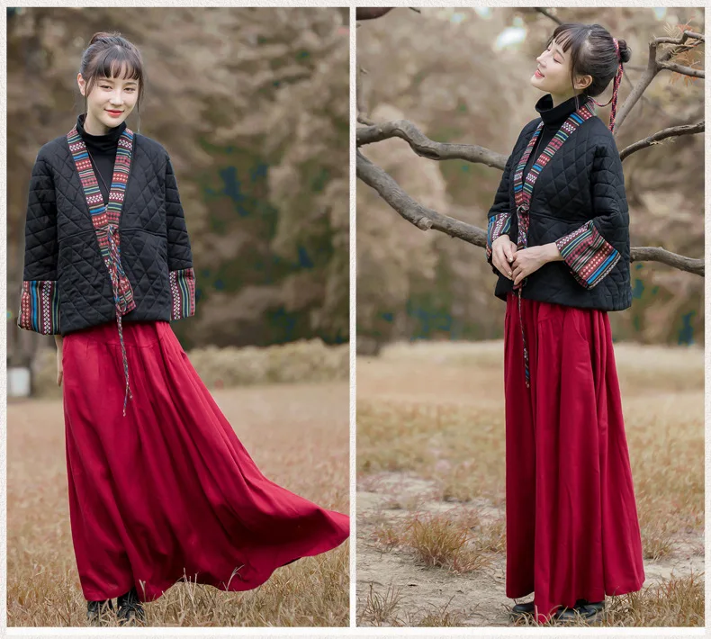 LZJN Новинка Осень Зима хлопок лен китайский стиль Hanfu Бандажное стеганое легкое лоскутное женское короткое пальто