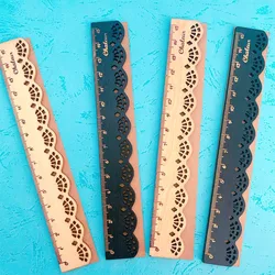 Règle de dessin en dentelle en bois pour enfants, accessoire de papeterie scolaire et de bureau de 15cm, 1 pièce/lot 