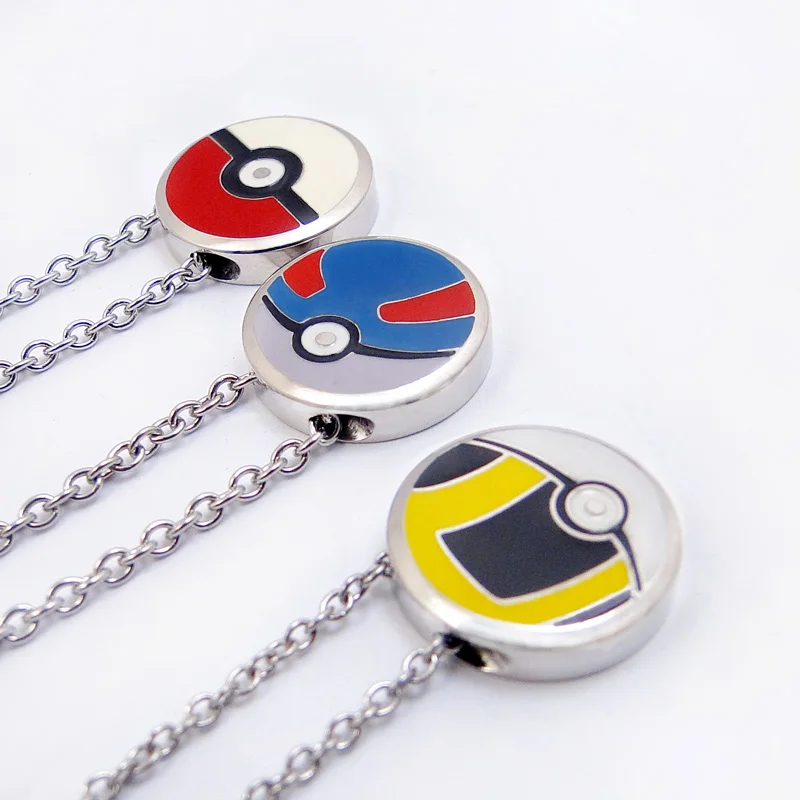 DICAYLUN ожерелье из нержавеющей стали подвеска Женская Длинная цепочка Pokeball милые