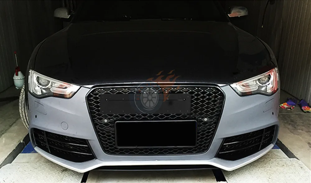 Сотовый стиль решетка ABS для A5 S5 RS5 2012- Шестигранная сетка передний бампер для автомобильного стайлинга гоночный гриль с европейской пластиной держатель