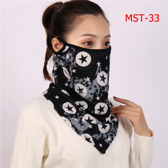 2021 Winter Face Mask Scarf Women Ring Neck Scarves Foulard Cotton Feeling Warm Fashion Print Men Outdoor Sport Unisex Bandana MST-33