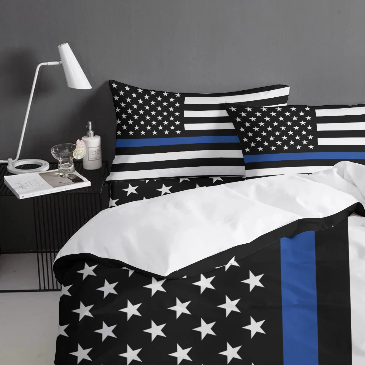 FamilyDecor 4 шт. постельных принадлежностей, черный, белый, синий, американские флаги, набор пододеяльников, настраиваемый