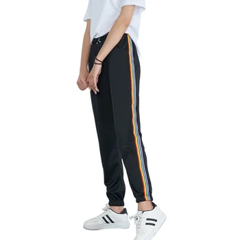 

ROPALIA Casual Baggy Black Pants Women's Sweatpants And Joggers Patchwork Striped Sweat Pants Print High Waist Trousers hc