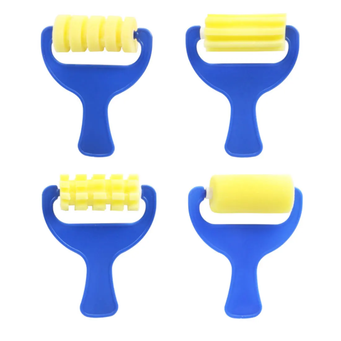 4pcs blue Обучение маленьких детей Игрушки Для Рисования Дети diy цветок губка для граффити Искусство Набор кистей губка-ролик для покраски кисти - Цвет: 4pcs blue