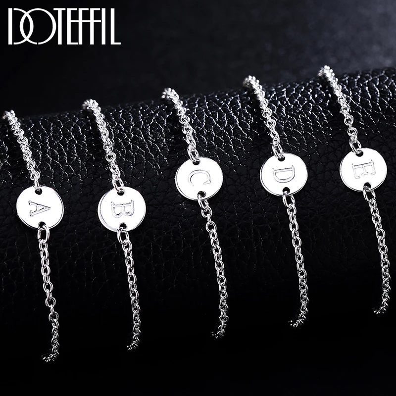 thumbnail image 1 of chenglong 26 pulsera de cadena con etiqueta del alfabeto ingl茅s, Plata de Ley 925 para mujer, joyer铆a de moda para fiesta de compromiso y boda, 1 of 2