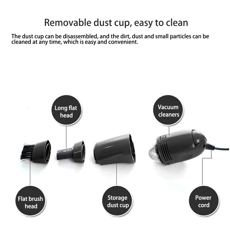 Mini Vacuum Cleaner USB Brush Ki Dust Cleaner Collector Three Heads Detachable Car Interior Air Vent Dust Cleaning Tool