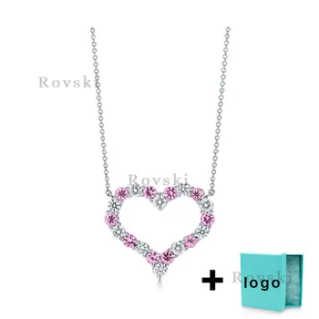 

XL TFX Rllen sterling silver heart-shaped rose red and white necklace suitable for ladies party jewelry wholesale free shipping.