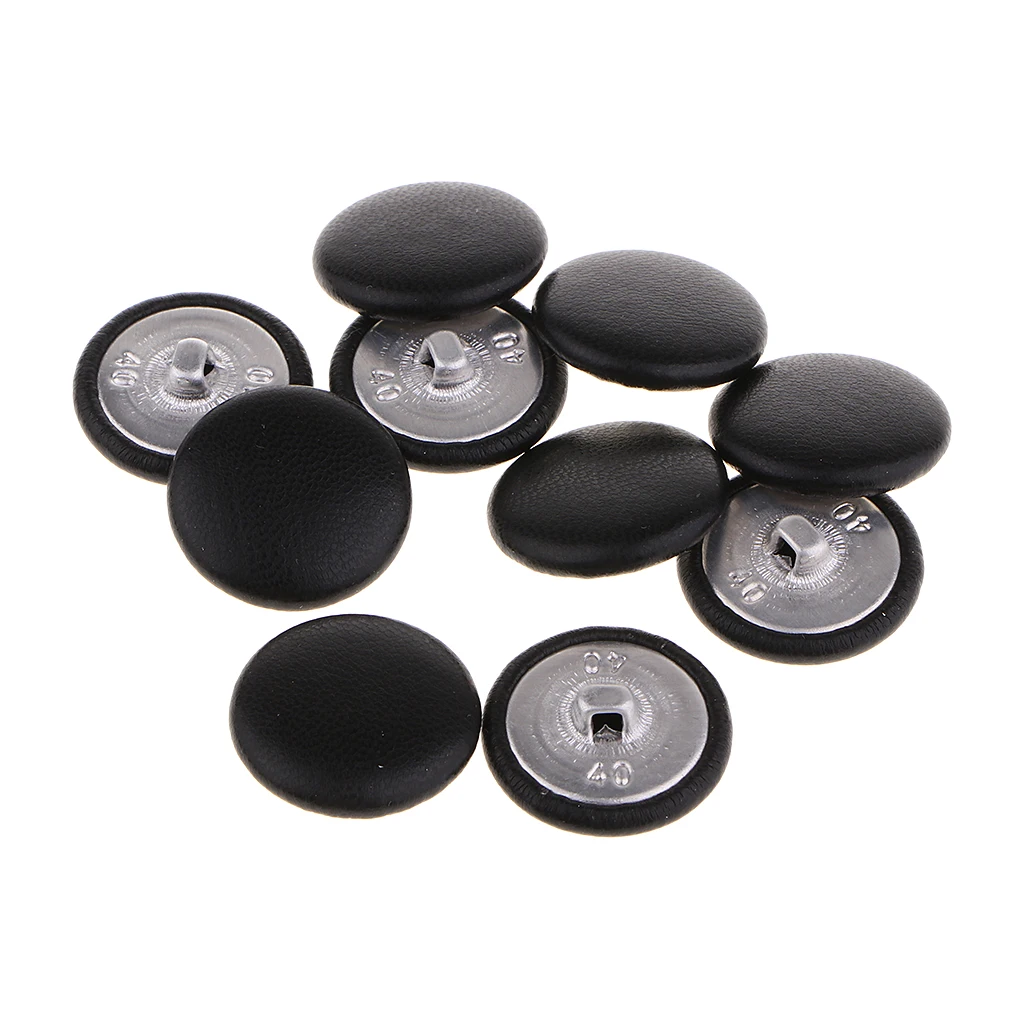 10 Pieces Black Artificial Leather Covered Button for  Suits, Jackets Fronts, Coats, Upholstery