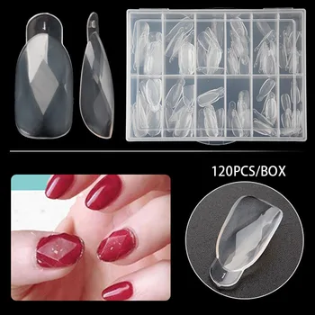 

120pcs/box Professional Diamond False Nail Tips Transparent Nail Art Tips French Fake Nails for DIY Salon Tips Build