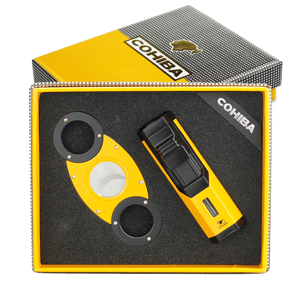 Набор зажигалок COHIBA для сигар ветрозащитфонарь газовая мини-зажигалка набор