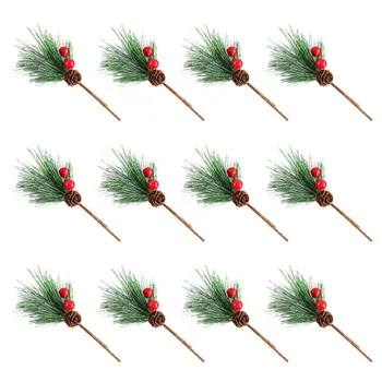 

12PCS Artificial Pine Picks Christmas Simulation Pine Needle Small Berries