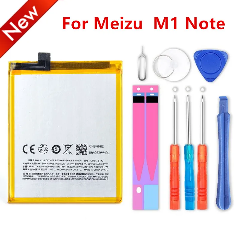 

new 3100mAh BT42 Battery For Meizu Meizy M1 Note Battery+tools