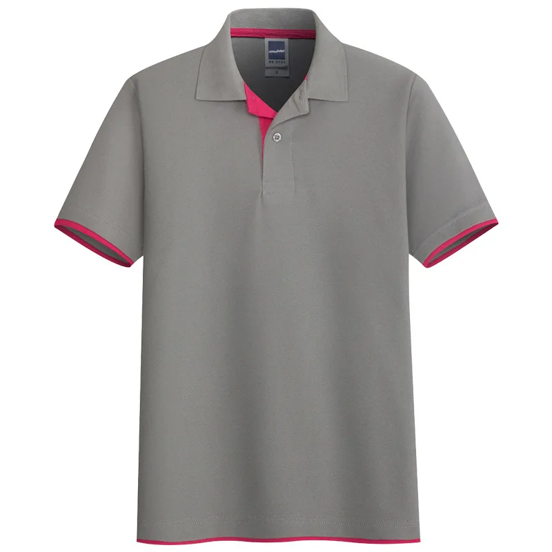 Gray Pink Хлопок, мужские Поло, Брендовые повседневные рубашки с коротким рукавом, высокое качество, одноцветные поло, дышащие топы, размер S-3XL; YA288 - Цвет: Gray Pink