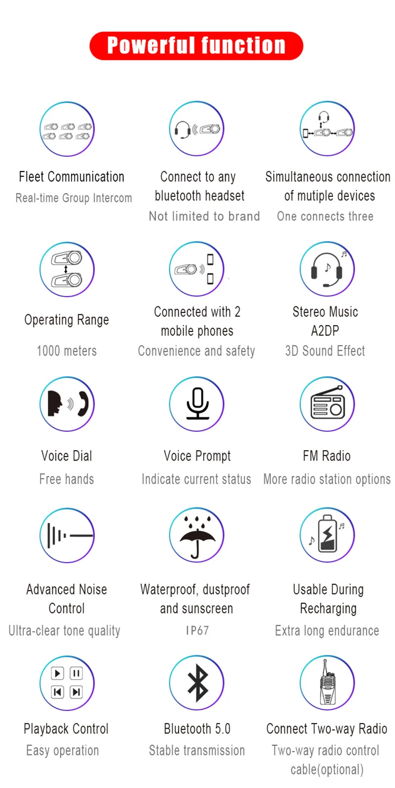 M2 мотоциклетный шлем гарнитура 6 гонщиков группа говорящая Интерком Bluetooth 5,0 fm-радио совместима с любой bluetooth-гарнитурой