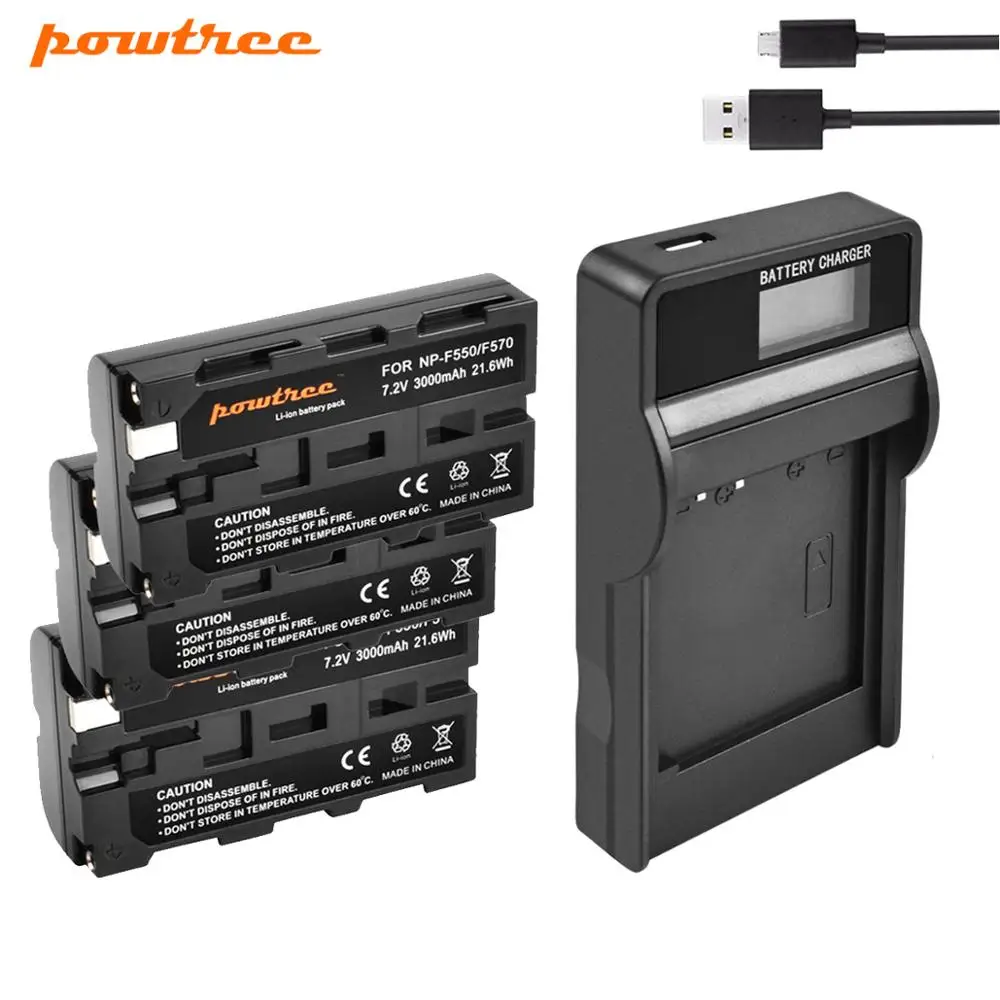 Для Sony NP-F550 Батарея+ ЖК-дисплей Зарядное устройство для Sony NP F550 NP-F550 NP-F330 NP-F530 NP-F570 NP-F730 NP-F750 Hi-8 GV-D200 L10 - Цвет: 3 Pack Battery