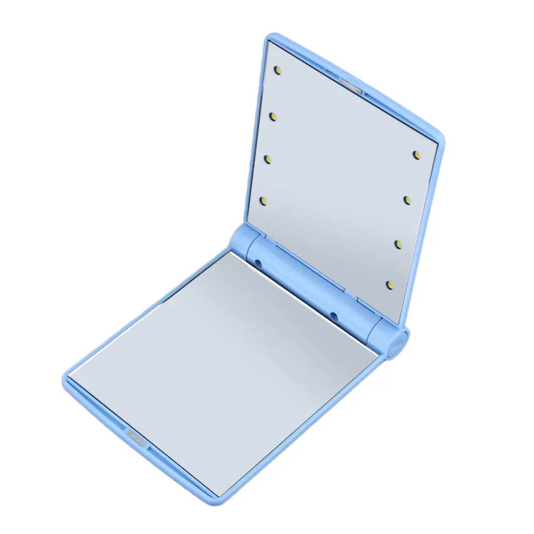 

Mini Mirror with 8 LED Cosmetic Folding Portable Mirror Lights Lamps Makeup Compact Pocket Mirror Lights Led Makeup Lady