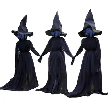 

1.6m Black Light-up Witches Make A Terrible Noise Home Yard Halloween Festive Atmosphere Decorations Halloween Simulation Witch