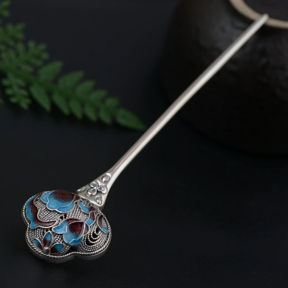 Cloisonne тайская серебряная шпилька для волос Китайская шпилька серебряные заколки для волос для женщин аксессуары для волос для свадьбы ювелирные изделия Pince WIGO1283
