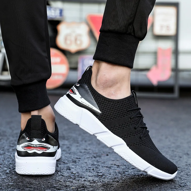 

2018 New Style Shark Mouth Men Sports Casual Running Trendy Shoes Korean-style Trend Versatile Breathable Fly Woven Mesh Shoes