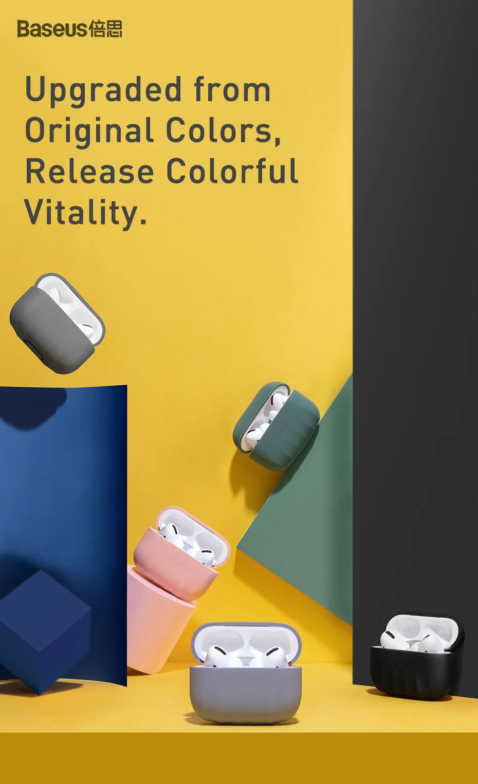 Baseus силиконовый чехол для apple AirPods Pro чехол Роскошный беспроводной Bluetooth наушники все включено защитный чехол