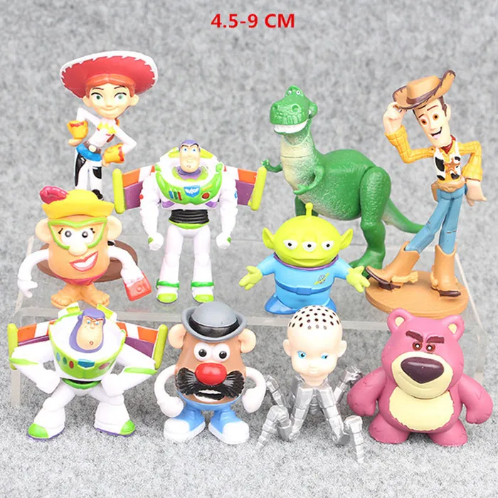 10pcs 4.5-9cm Игрушка "Дисней" История 4 мультяшная игрушечная фигурка древесный Базз Лайтер Джесси форки кукла Фигурка детский подарок - Color: 10pcs 4.5-9cm