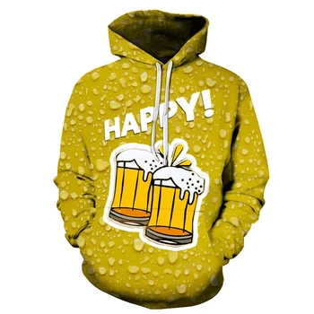 

Hip Hop Sweatshirt Men Women Yellow Beer Printed Hoodies For Male Autumn Long Sleeve Hoody Men Tracksuit Streetwear