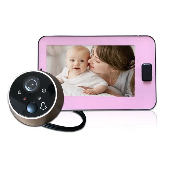 Pink OWGYML 4,3 дюймов цветной экран дверной глазок камера видео дверной звонок со светодиодный подсветкой Видео дверной зритель наружная безопасность мини-камера - Цвет: Pink