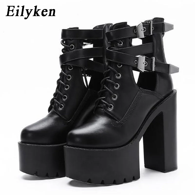 Eilyken/Коллекция 2021 года Модные осенние женские ботинки Кожаные короткие сандалии