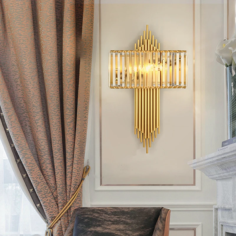 Modern Crystal Golden Wall Light 3 Modern Crystal Golden Wall Light 3