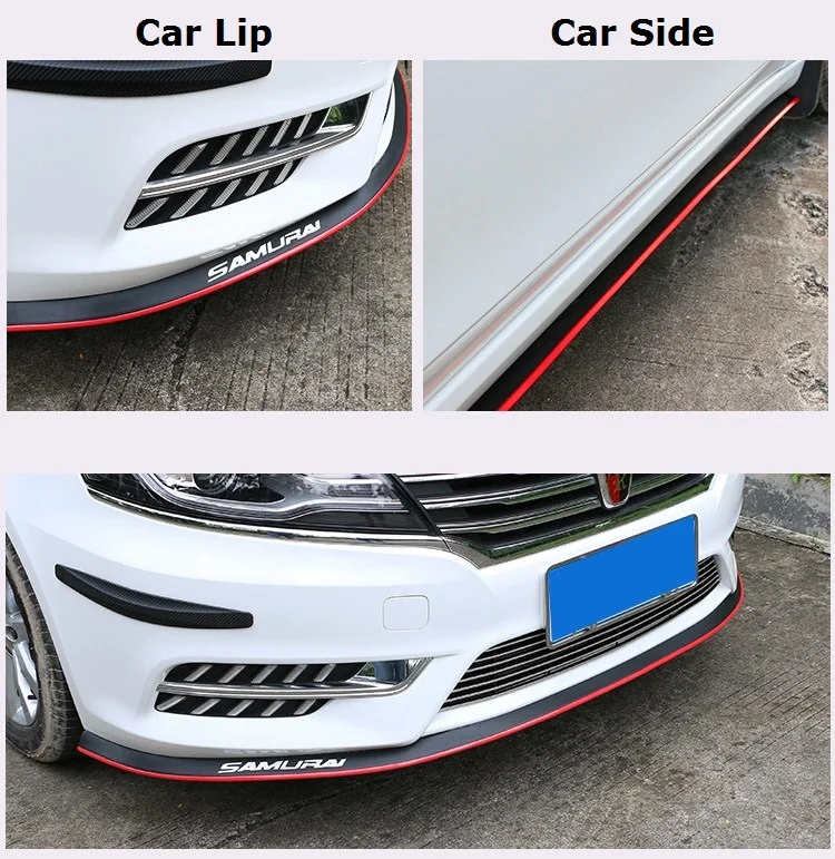 Car Door Bumper Carbon Fiber Rubber Lip 65mm Width Strip 2.5m Car Bumper Lip Strip Protectors Splitter Body Kits Spoiler Bumpers
