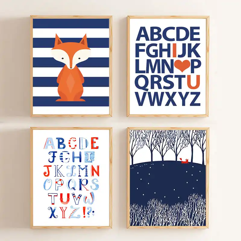 Carteles Y Impresiones De Animales De Zorro Del Bosque Alfabeto