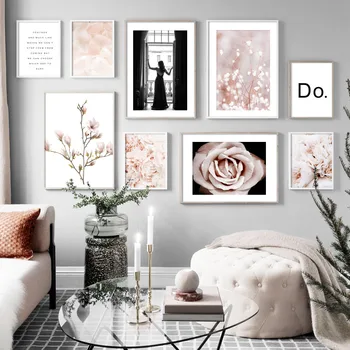 

Girl Flower Rose Peony Landscape Wall Art Canvas Painting Nordic Posters And Prints Wall Pictures For Living Room Home Decor