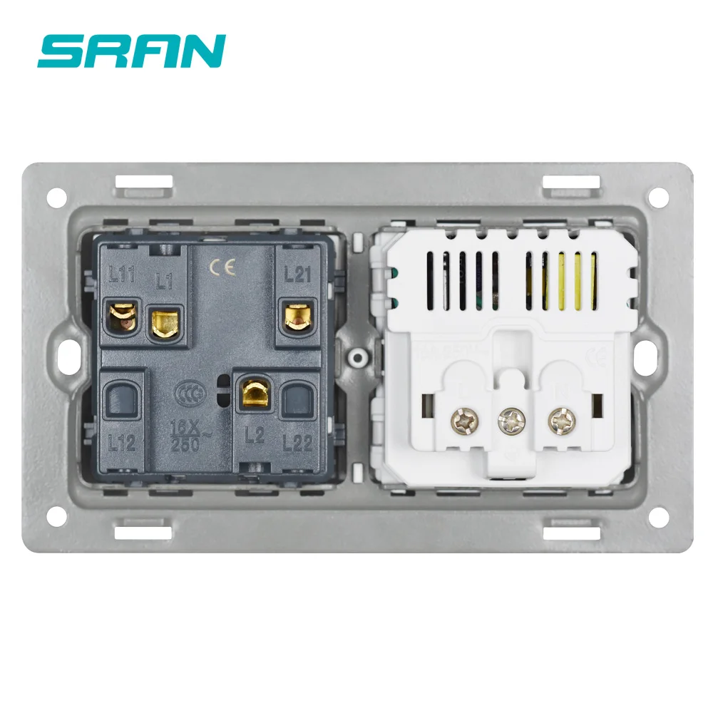 Евророзетка SRAN с клавишным выключателем 220 В 16 А usb 146*86|Электрические розетки| |