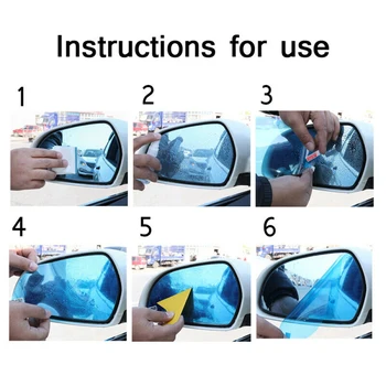 

2pcs/Set 150x200MM Anti-Fog Square Light Blue Car Side Rear View Mirror Rainproof Film Side Glass Film Automobile Accessories