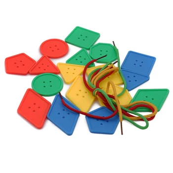 

Children Threading Buttons Educational Toy Kids Geometric Puzzle Tangram Logic Game Hand-eye Coordination Preschool Toy Colorful