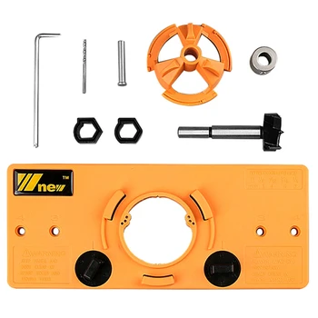 

New 35MM Cup Style Hinge Jig Boring Hole Drill Guide + Forstner Bit Wood Cutter Carpenter Woodworking DIY Tools