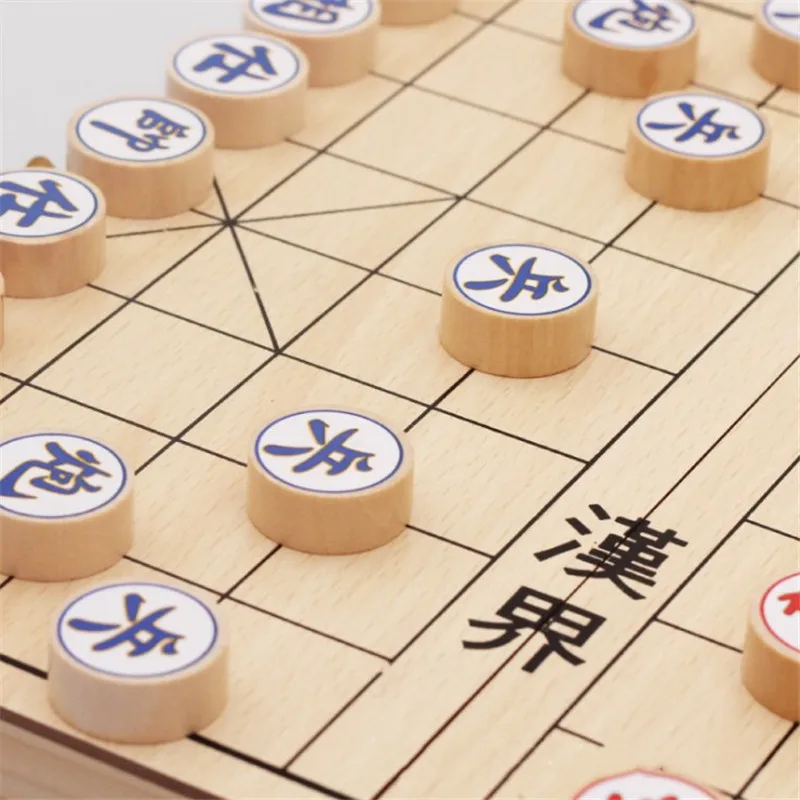 

New wooden Chinese chess set foldable board game 29* 29CM Chinese boxed chess game wood gift