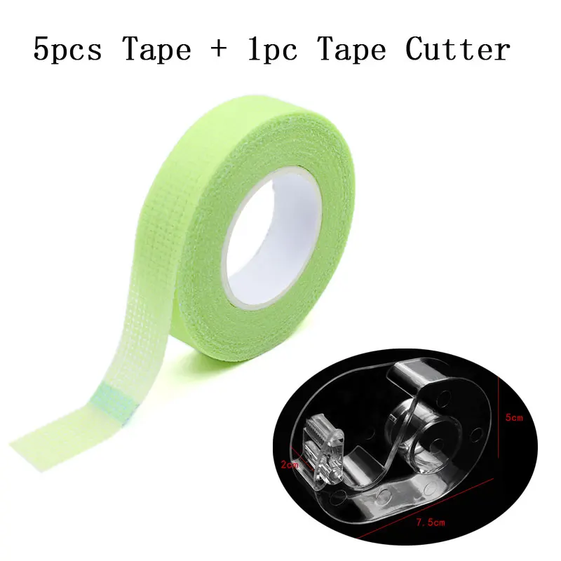 5pc tape with cutter Высококачественная японская привитая ресничная изоляционная лента с отверстиями дышащая комфортная Чувствительная устойчивая Безворсовая Накладка для глаз - Цвет: 5pc tape with cutter