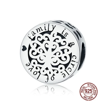 

MOWIMO 925 Sterling Silver Round Beads Family is a circle of love Pendant Fit Silver Original Bracelet Charms Jewelry BKC1324