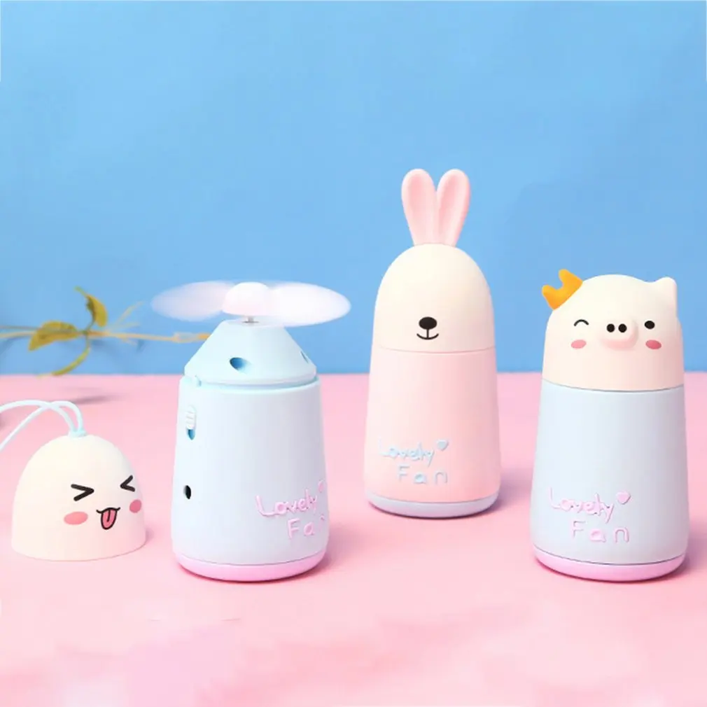 Мультяшный милый usb-вентилятор для зарядки с кроличьими ушками, мини портативный студенческий ручной электрический вентилятор