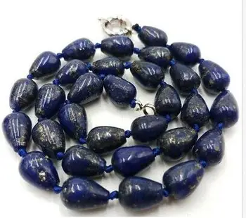 

Blue Lapis Lazuli Natural Drop Beads Gemstone Jewellery Necklace 18'' 8x12mm
