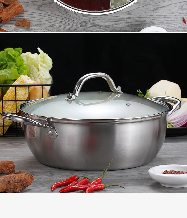WORTHBUY китайский 304 Нержавеющая сталь горячий горшок 28/30/32 см Кухня суповая кастрюля посуда для индукционных плит Пособия по кулинарии горшок
