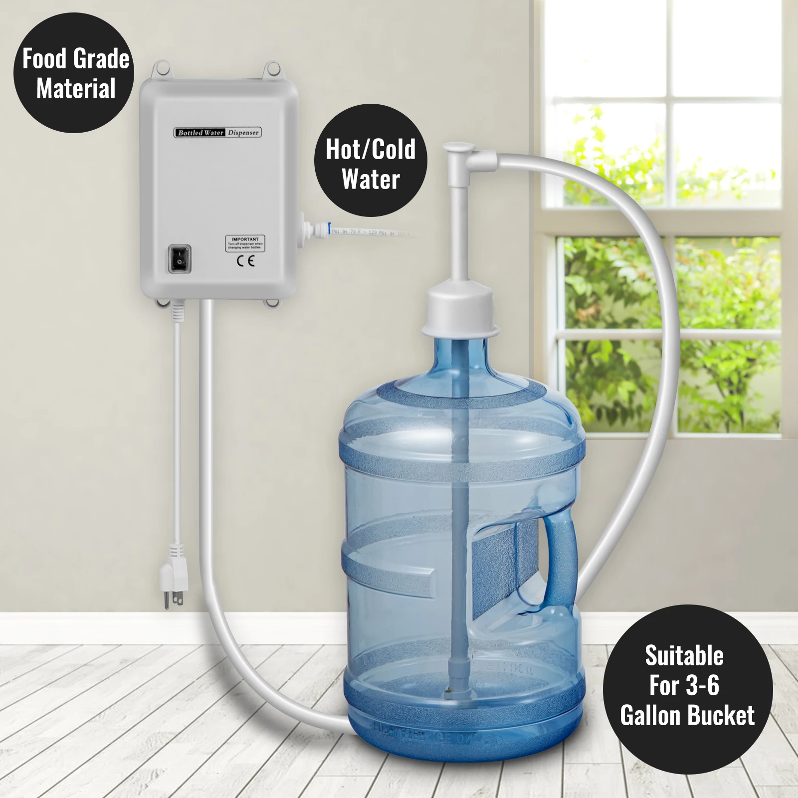 VEVOR-bomba dispensadora de agua embotellada con tubería de PE, 1 Gal/MIN, 40 PSI, para máquina de café, té, dispensador de agua, refrigerador, máquina de hielo