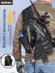 Fishing Bag Multifunctional Waist Bag Outdoor Waterproof Sheet Backpack Cross-Body Fishing Chest Bag Back Pole Bag