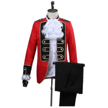 Мужской костюм из 2 предметов, британский стиль, Дворцовый костюм, набор(пальто+ брюки), мужской красный плюс черный тонкий костюм, певцы, вечерние, бальные костюмы