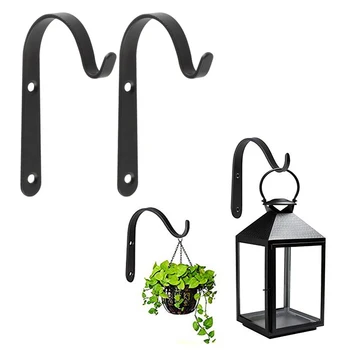 

4Pc Metal Hooks J-Hook Vintage Wall Hanger Screw Hooks F/ Hanging Plant Bracket Flower Basket Lantern Cloth Towel Coat Hats Rack