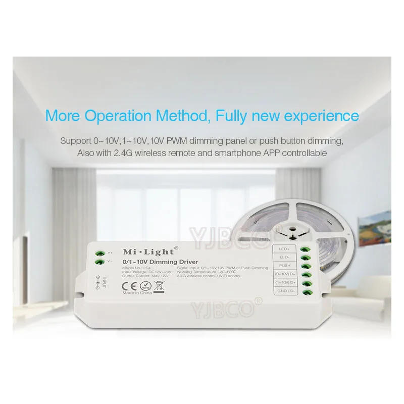 DC12V-24V New milight LS4 0/1~10V led Dimming Driver PWM or Push Dimming Signal Input led controller for single color led strip