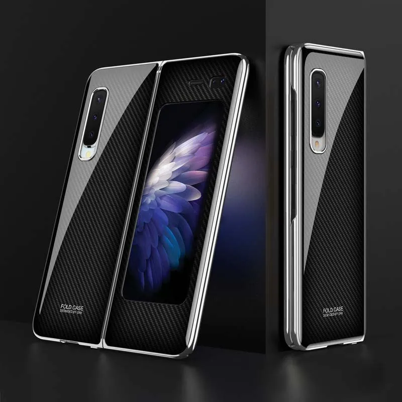 

5H Glass Pattern Phone Case For Samsung Galaxy Fold Clear Plated Hard PC Cover For Galaxy Fold W2020 Phone Bags Coque KS0919