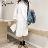 Syiwidii Long Woman Shirt Dress Cotton Korean Fashion Clothing Plus Size Shirts Dresses Spring Fall 2022 Comfortable Loose Style ► Photo 2/6