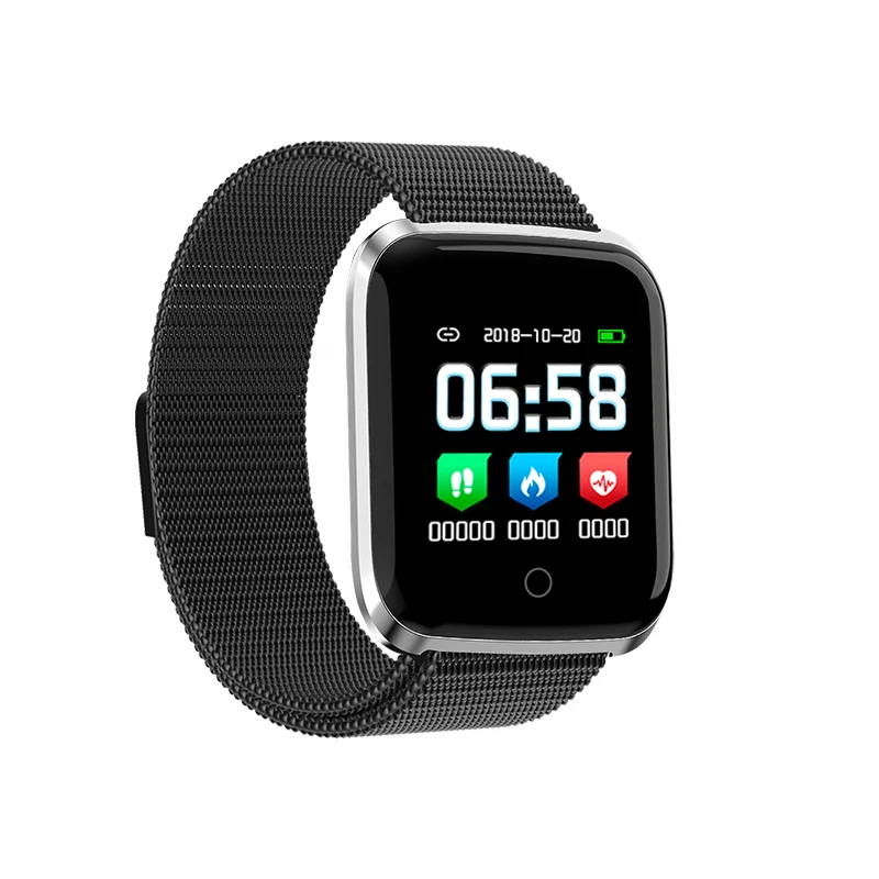 Фитнес-трекер, умные часы, водонепроницаемые, спортивные, для IOS, Android, телефон, умные часы, пульсометр, функции кровяного давления - Цвет: silver black steel